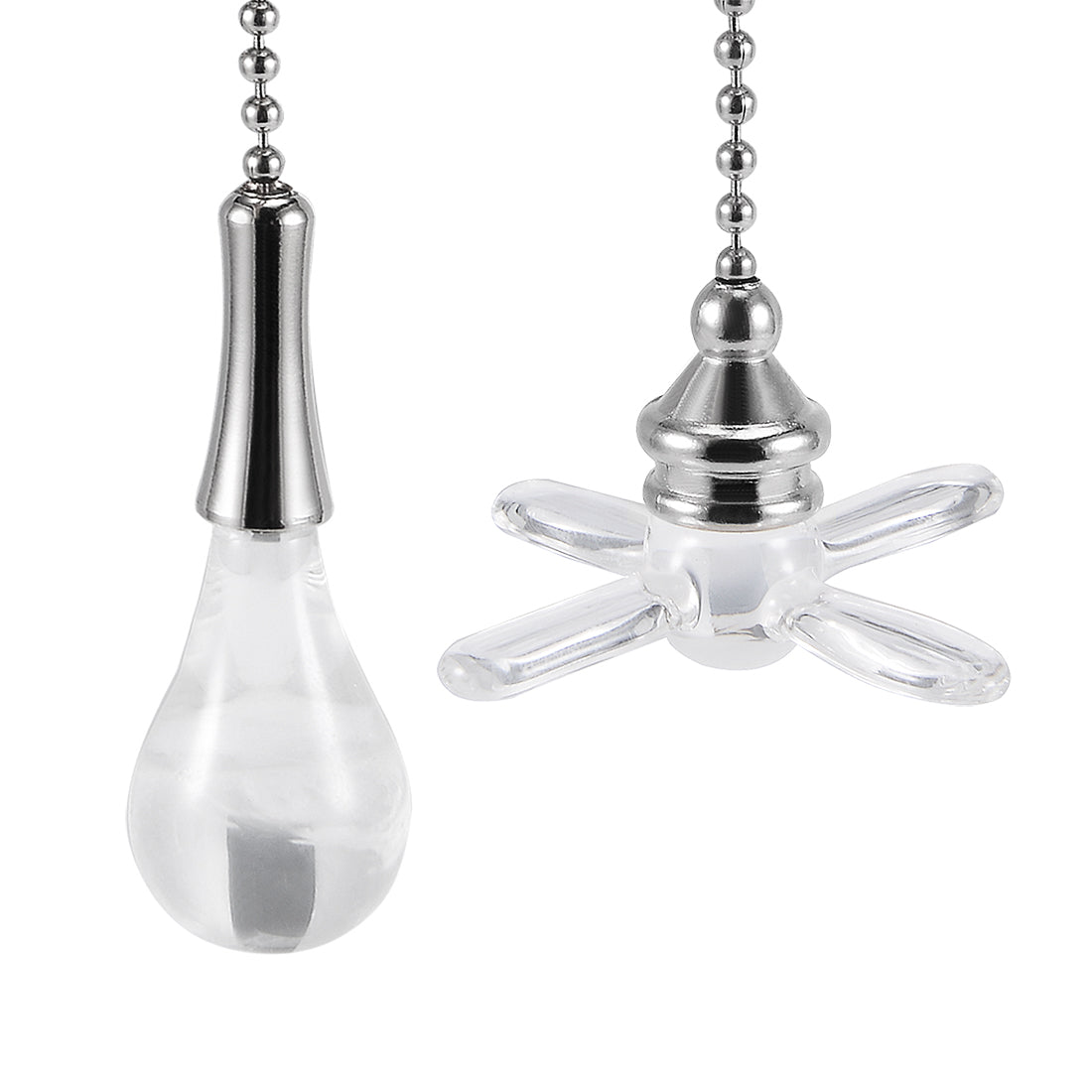 uxcell Uxcell 1Set Glass Clear Fan Bulb Pendant with 6 inch argenté Tone Pull Chain