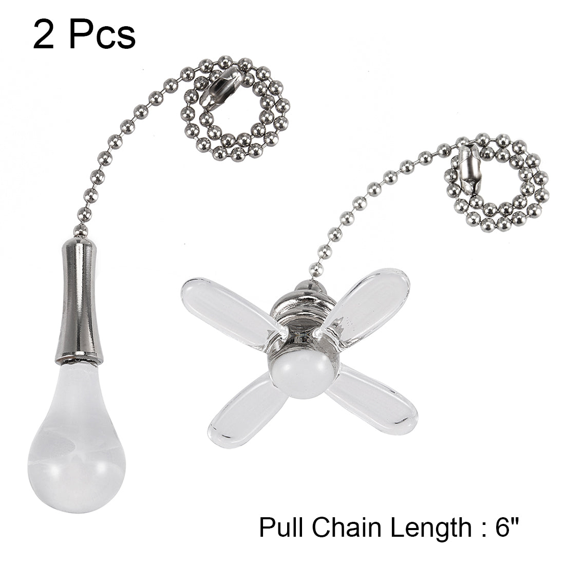 uxcell Uxcell 1Set Glass Clear Fan Bulb Pendant with 6 inch argenté Tone Pull Chain