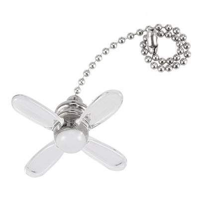 Harfington Uxcell 1Set Glass Clear Fan Bulb Pendant with 6 inch argenté Tone Pull Chain