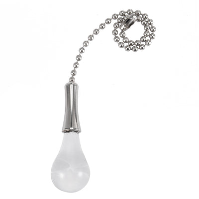 Harfington Uxcell 1Set Glass Clear Fan Bulb Pendant with 6 inch argenté Tone Pull Chain