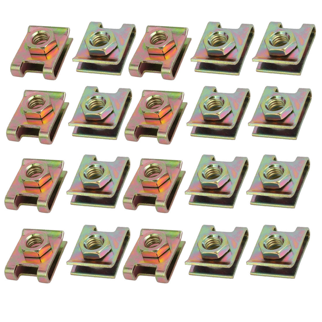 uxcell Uxcell 20pcs Feder Stahl Geschwindigkeit Verschluss U Mutter Clip Messing M6 Schraube DE de