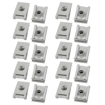 Harfington Uxcell M6 24mmx16mm 65Mn Spring Steel White Zinc Plated Extruded U Nut Clip 20pcs