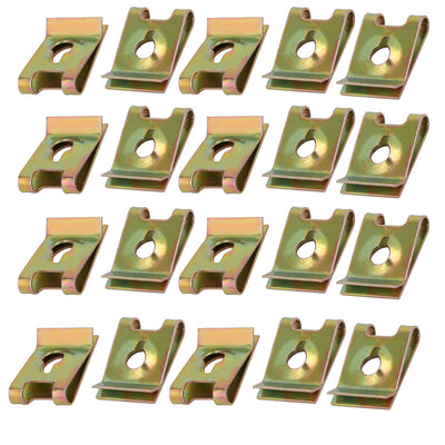 Harfington Uxcell 20pcs Speed Fastener U Nut Clip Brass Tone for M5 / ST4.8 Screw Bolt