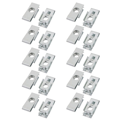 Harfington Uxcell M6 24mmx10mm Iron White Zinc Plated Extruded U Nut Clip 20pcs