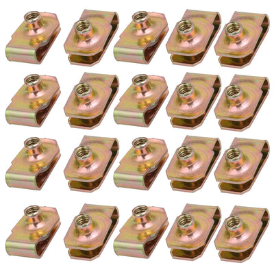 Harfington Uxcell 20pcs 65Mn Spring Steel Speed Fastener U Nut Clip Brass Tone for M5 Screw Bolt