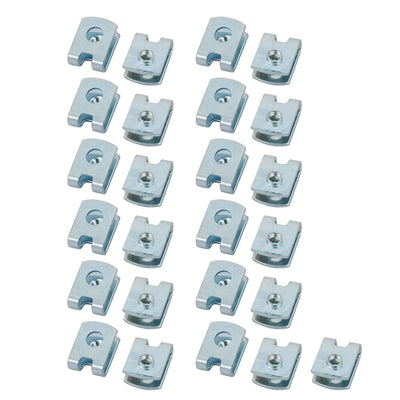 Harfington Uxcell M4 15mmx11mm Iron White Zinc Plated Extruded U Nut Clip 25pcs