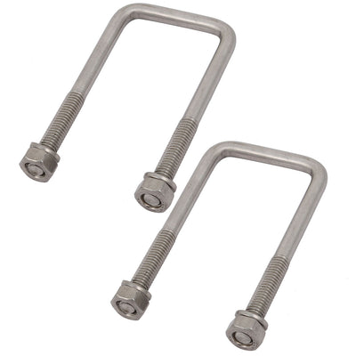 Harfington Uxcell M6 Thread 35mm Inner Width 304 Stainless Steel Square U Bolt Silver Tone 2pcs