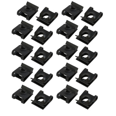 Harfington Uxcell 20pcs Fit M5/ST4.8 Screw 65Mn Steel Speed Fastener U Nut Black 14.5mm x 12mm