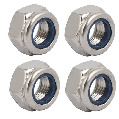 Harfington Uxcell 4pcs M12 x 1.25mm Pitch Metric Fine Thread 304 Stainless Steel Hex Lock Nuts