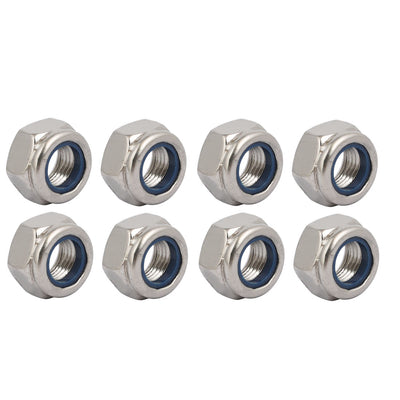 Harfington Uxcell 8pcs M12 x 1.25mm Pitch Metric Fine Thread 304 Stainless Steel Hex Lock Nuts