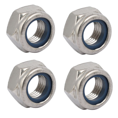 Harfington Uxcell 4pcs M12 x 1.5mm Pitch Metric Fine Thread 304 Stainless Steel Hex Lock Nuts