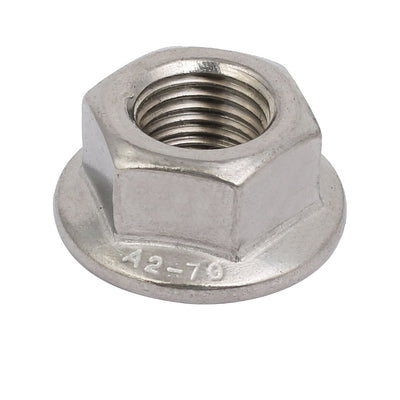 Harfington Uxcell 12pcs M12 x 1.25mm Pitch Metric Fine Thread 304 Stainless Steel Hex Flange Nut