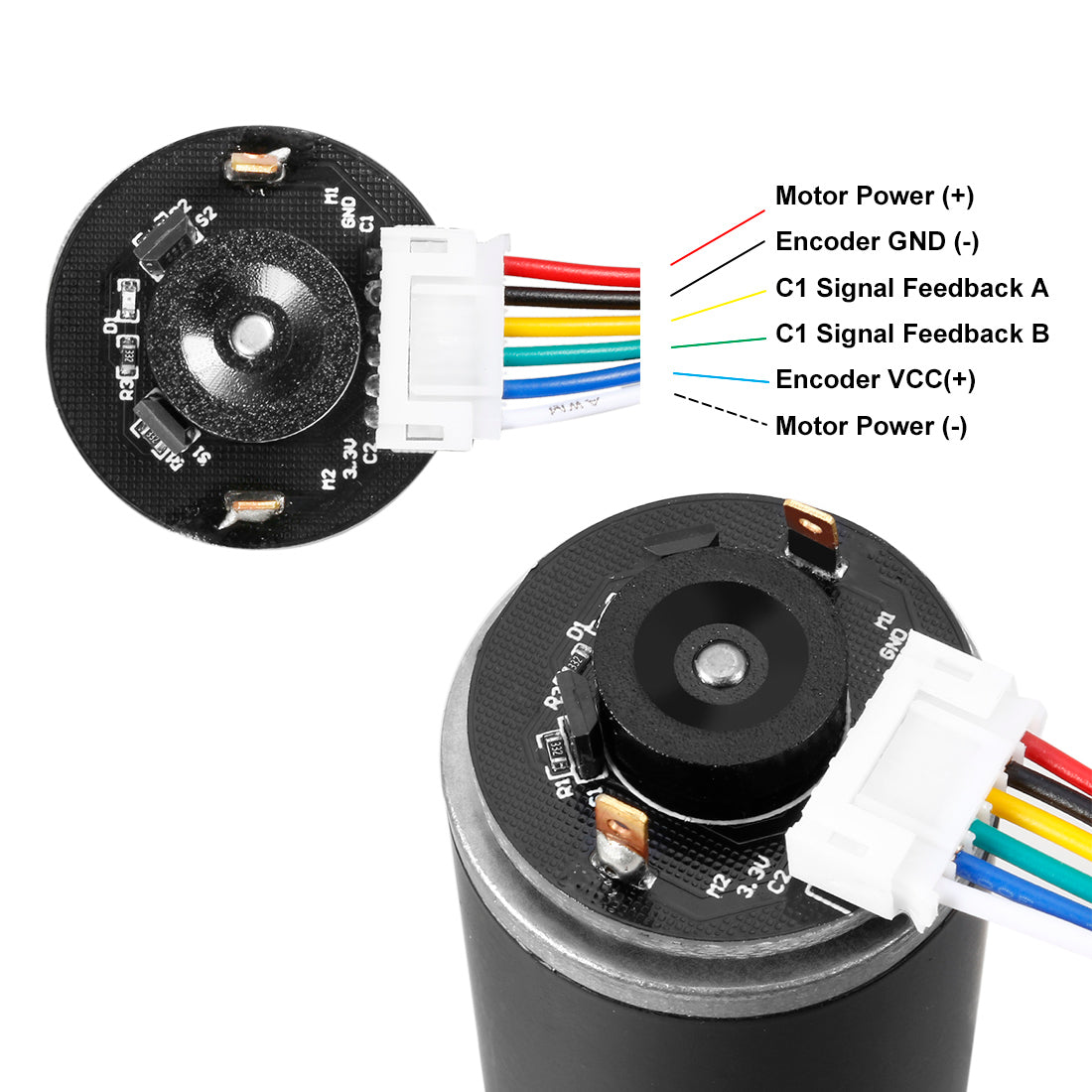 uxcell Uxcell DC 12V 74RPM 6.4Kg.cm Self-Locking Worm Gear Motor With Encoder And Cable, High Torque Speed Reduction Motor