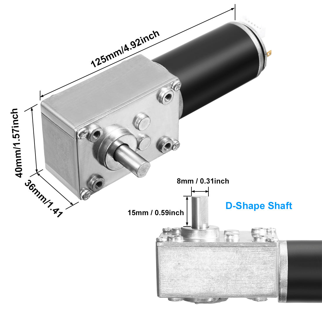 uxcell Uxcell DC 12V 74RPM 6.4Kg.cm Self-Locking Worm Gear Motor With Encoder And Cable, High Torque Speed Reduction Motor