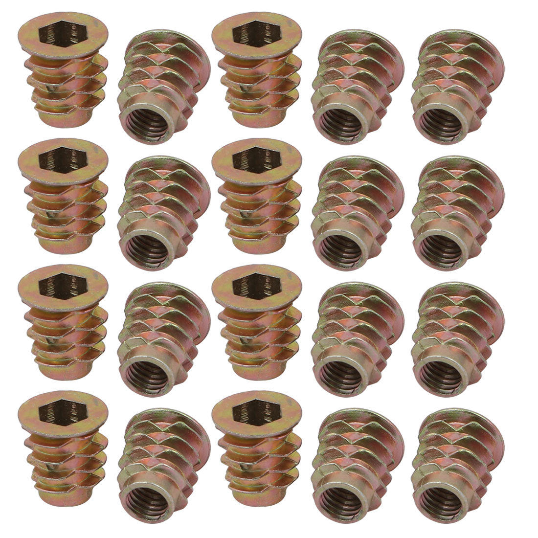 uxcell Uxcell 20pcs M6x13mm Zinc Alloy Hex Socket Drive Flange Insert Nut for Wood Furniture