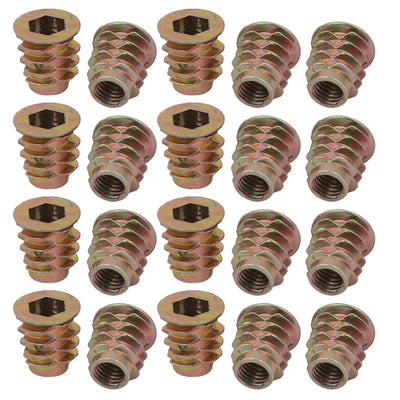 Harfington Uxcell 20pcs M6x13mm Zinc Alloy Hex Socket Drive Flange Insert Nut for Wood Furniture