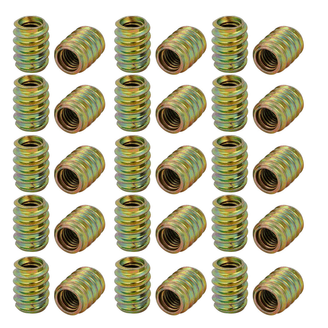 uxcell Uxcell 30pcs M8x17mm Zinc Plated Furniture Assortment Non-Flange Threaded Insert Nut for Wood