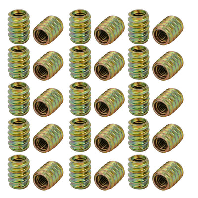 Harfington Uxcell 30pcs M8x17mm Zinc Plated Furniture Assortment Non-Flange Threaded Insert Nut for Wood