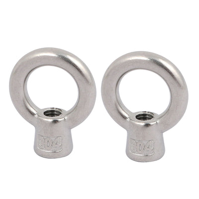 Harfington Uxcell M6 Thread 304 Stainless Steel Japanese Style Ring Shaped Lifting Eye Nut 2pcs