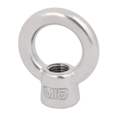 Harfington Uxcell M16 Thread 304 Stainless Steel Japanese Style Ring Shaped Lifting Eye Nut 5pcs