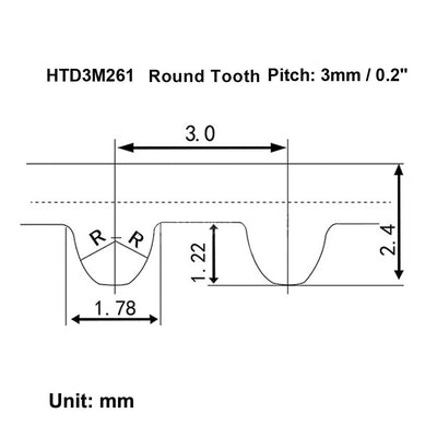 Harfington Uxcell HTD3M 87 Zahnmotor Zahnriemen Gummi ausgerichtet-Gurt 261mm Umfang 15mm breit