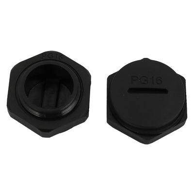 Harfington Uxcell 10pcs PG16 Nylon Male Threaded Cable Gland Cap Round Screw-in Cover Black