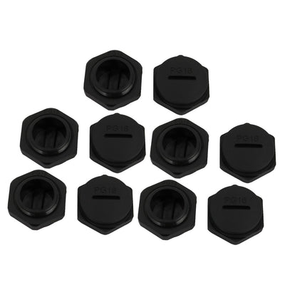 Harfington Uxcell 10pcs PG16 Nylon Male Threaded Cable Gland Cap Round Screw-in Cover Black