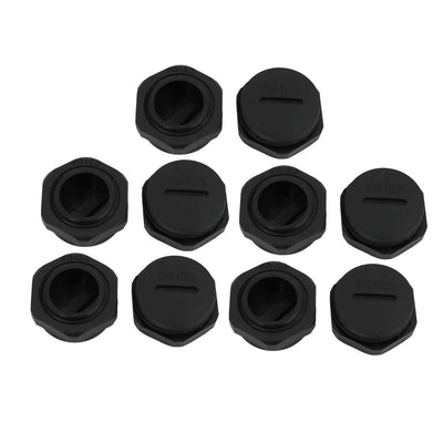 Harfington Uxcell 10pcs PG13.5 Nylon Male Threaded Cable Gland Cap Round Screw-in Cover Black