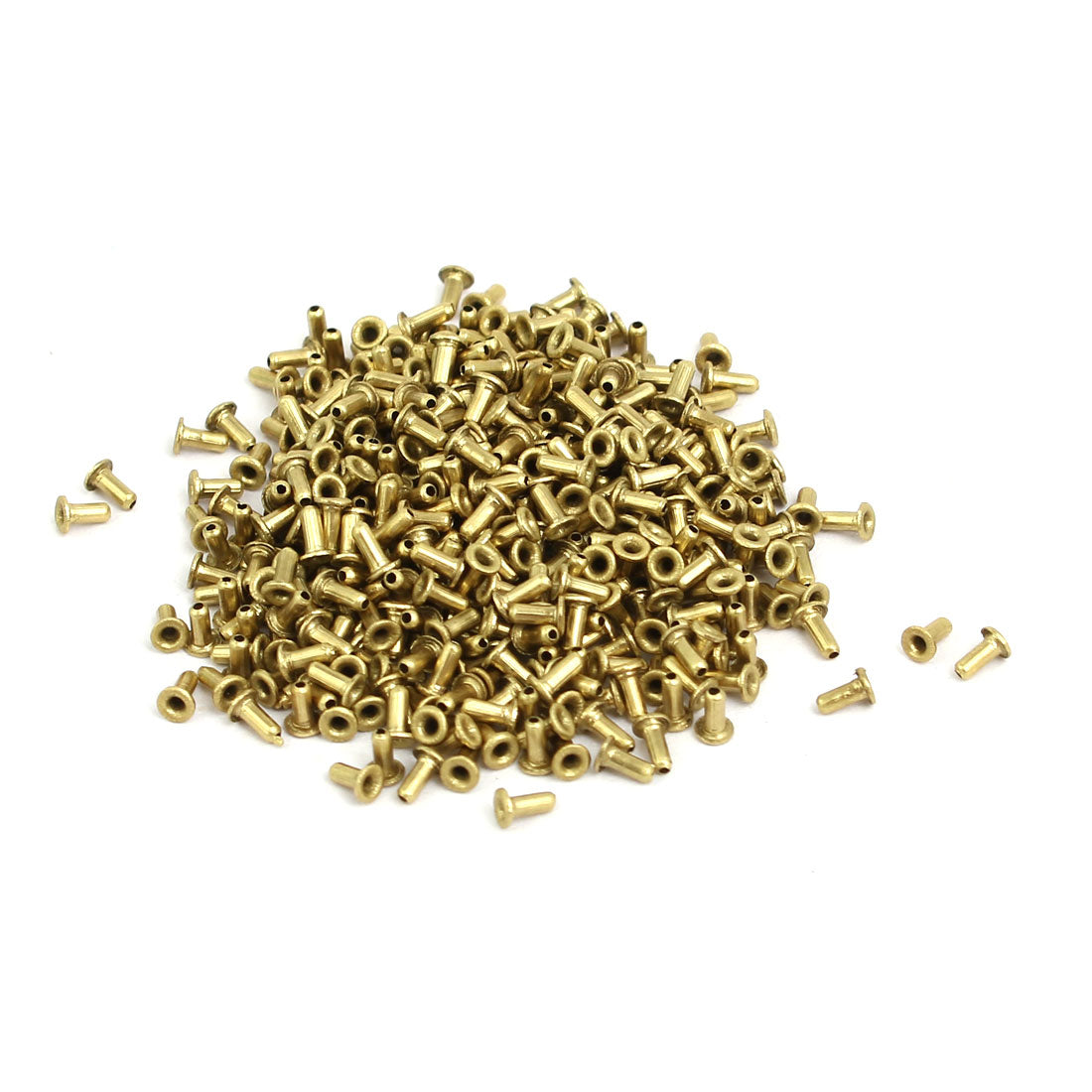 uxcell Uxcell 500pcs M0.9x2.5mm Brass Plated Metal Hollow Eyelets Rivets Gold Tone