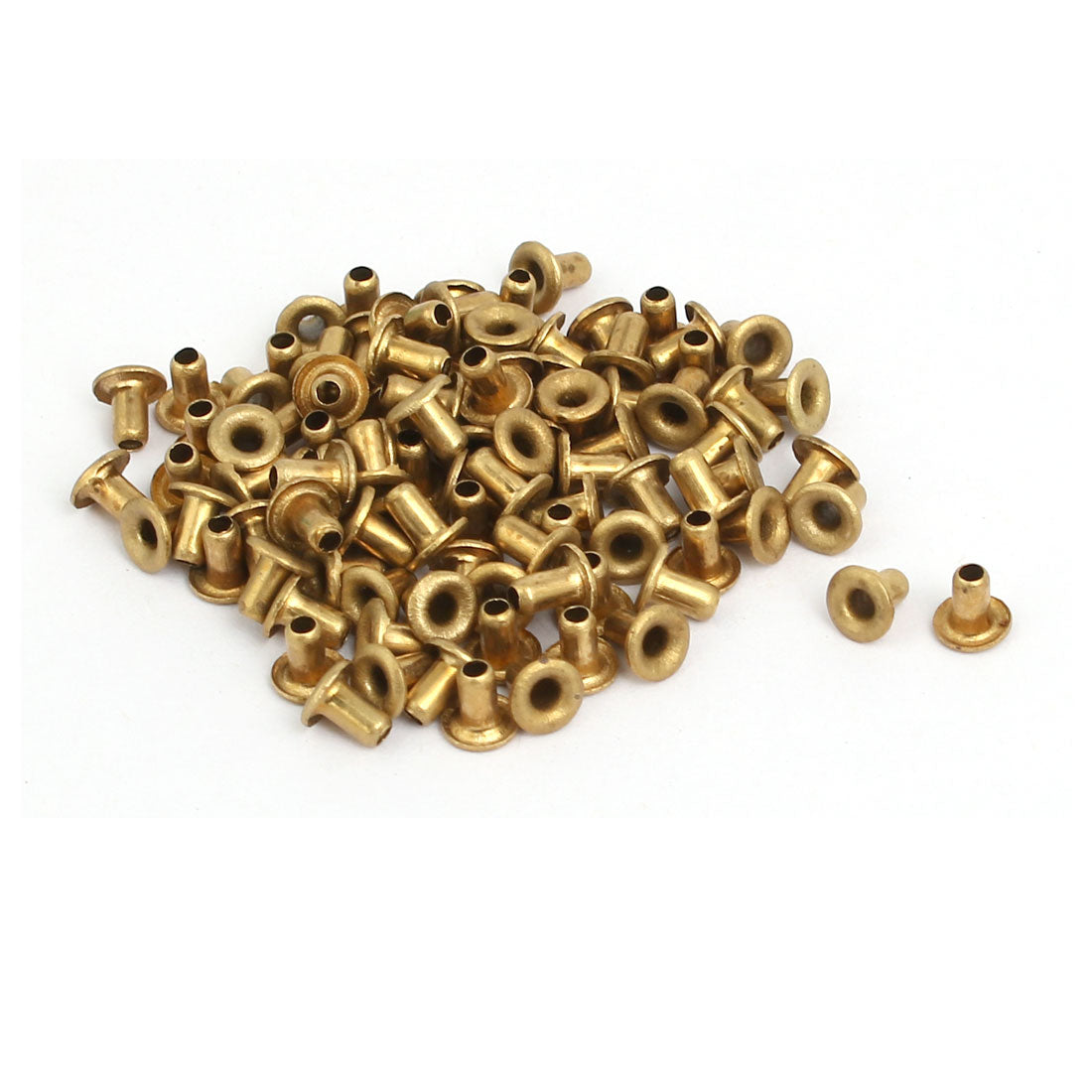 uxcell Uxcell 100pcs M2x3.5mm Brass Plated Metal Hollow Eyelets Rivets Gold Tone