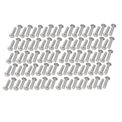 Harfington Uxcell 100pcs M3 x 12mm Aluminum Half Round Head Solid Rivet Fastener Silver Tone