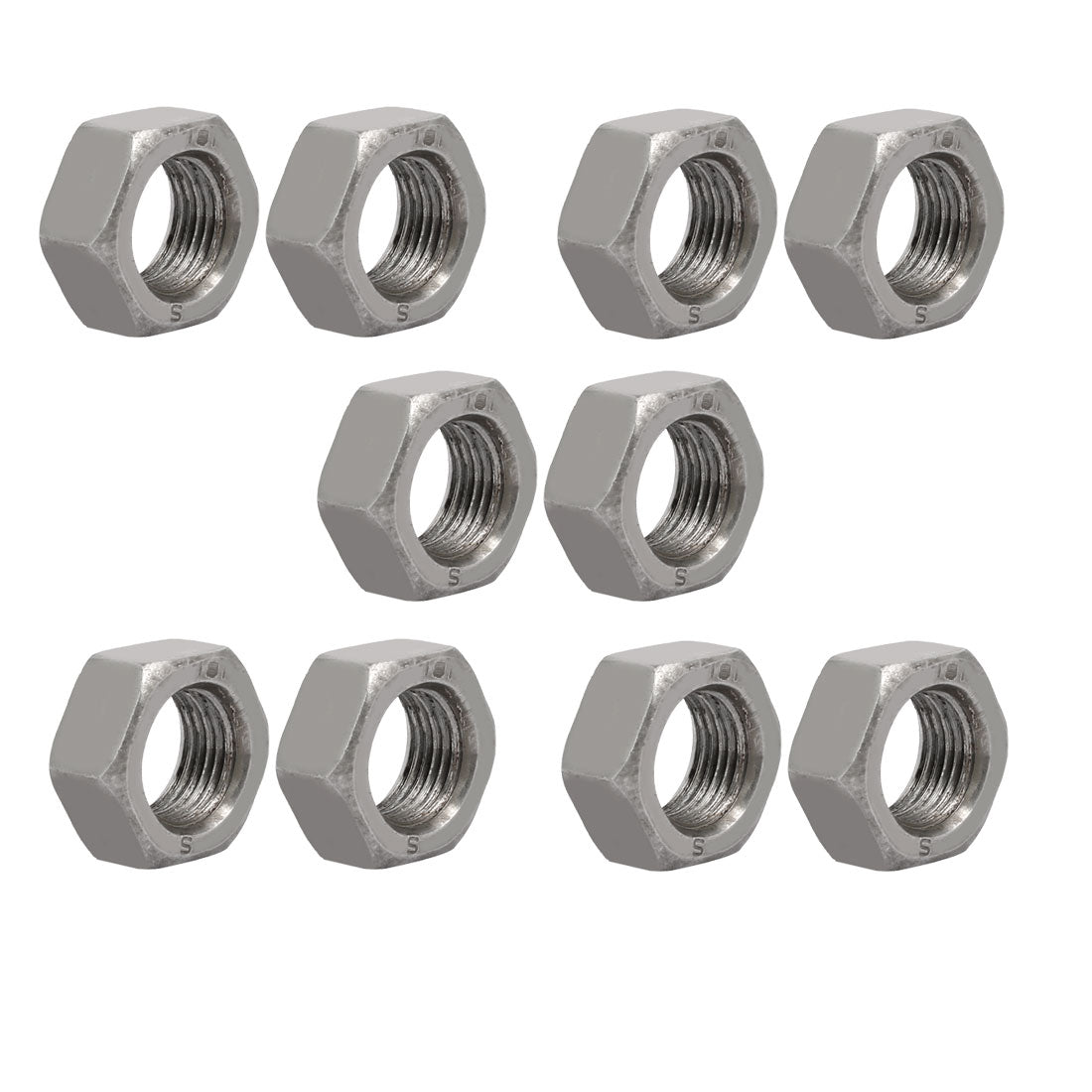 uxcell Uxcell 10pcs M16 x 1.5mm Pitch Metric Fine Thread Carbon Steel Left Hand Hex Nuts