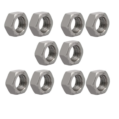 Harfington Uxcell 10pcs M16 x 1.5mm Pitch Metric Fine Thread Carbon Steel Left Hand Hex Nuts