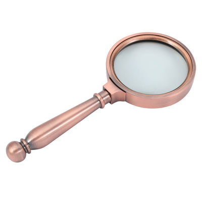 Harfington Uxcell Handheld Magnifying Glass Book High Grade Illuminated Magnifier Copper Tone 10X