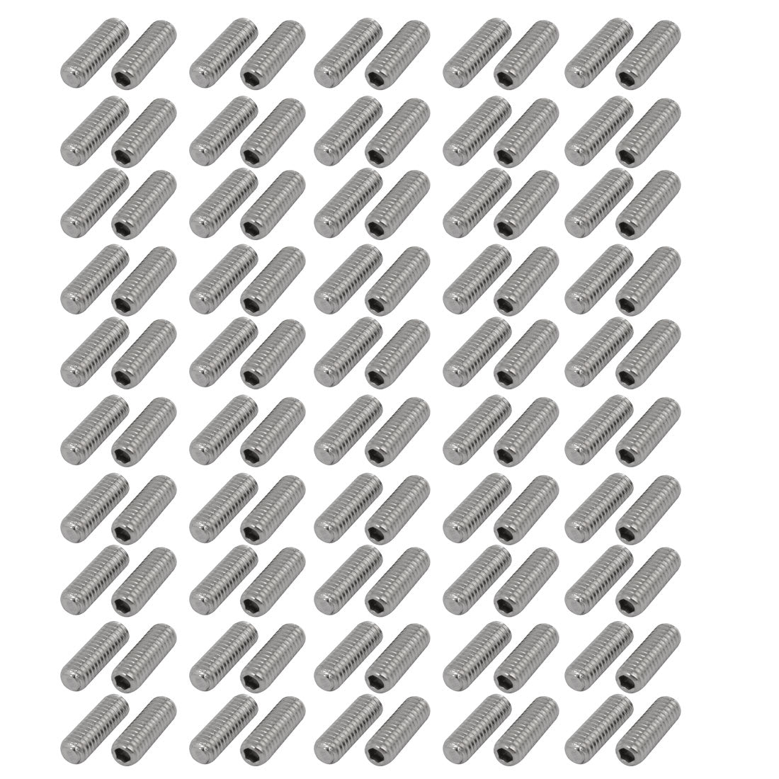 uxcell Uxcell 100 Pcs M4 x 12mm 304 Stainless Steel Hex Socket Drive Flat Point Grub Screw