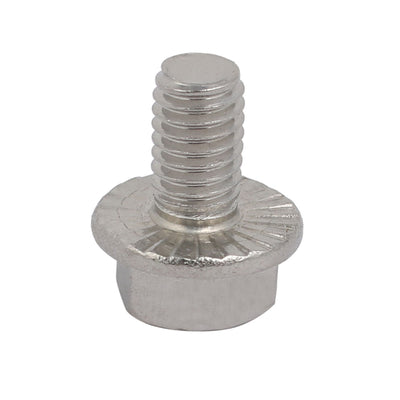 Harfington Uxcell M6x10mm Thread 304 Stainless Steel Hex Head Serrated Flange Screw Bolt 8pcs