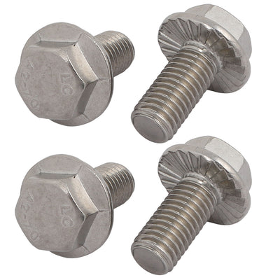 Harfington Uxcell 4Pcs M12 x 25mm Thread 304 Stainless Steel Hex Serrated Head Flange Screw Bolt