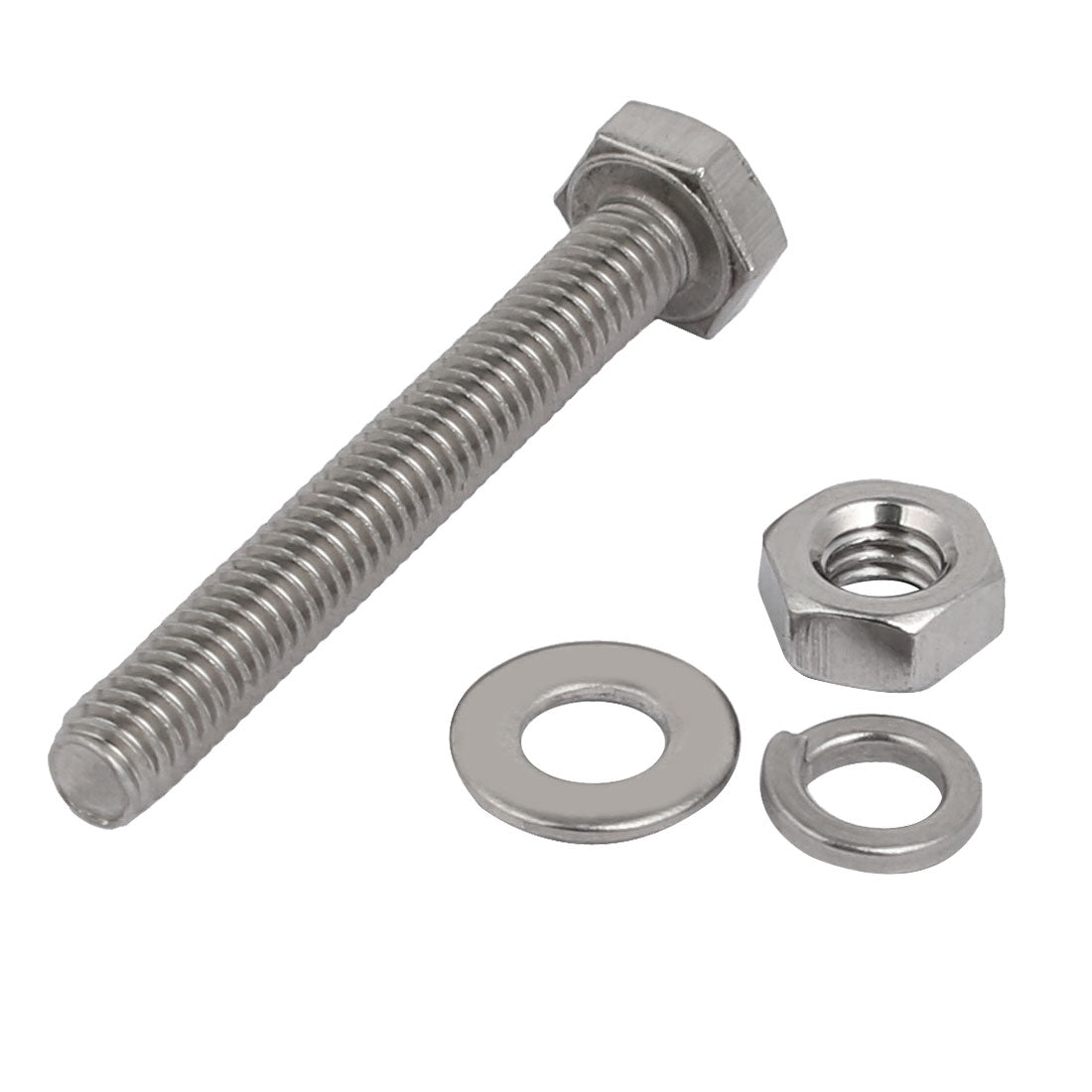 uxcell Uxcell 10pcs 304 Stainless Steel M4x30mm Hex Bolts w Nuts and Washers Assortment Kit