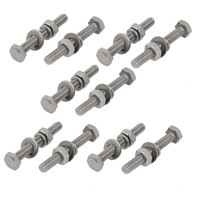 Harfington Uxcell 10pcs 304 Stainless Steel M4x30mm Hex Bolts w Nuts and Washers Assortment Kit