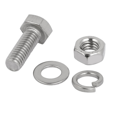 Harfington Uxcell 10pcs 304 Stainless Steel M6x20mm Hex Bolts w Nuts and Washers Assortment Kit