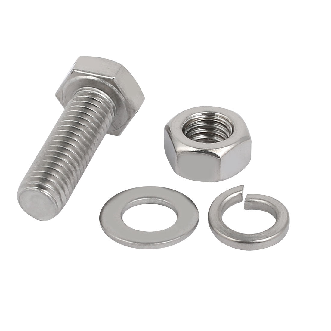 uxcell Uxcell 10 Set M8x25mm 304 Stainless Steel Hex Bolts w Nuts and Washers Assortment Kit