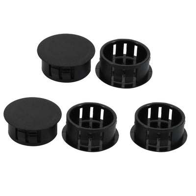 Harfington Uxcell 5pcs 22mm Dia Black Plastic Tubing Plug Door and Window Locking Hole Plugs