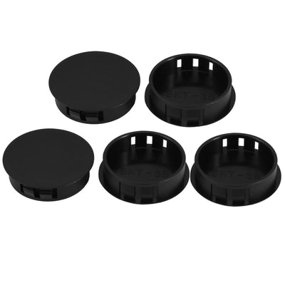 Harfington Uxcell 5pcs 38mm Dia Black Plastic Tubing Plug Door and Window Locking Hole Plugs