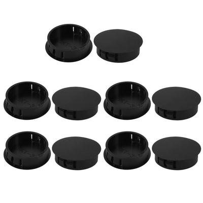 Harfington Uxcell 10pcs 35mm Dia Black Plastic Tubing Plug Door and Window Locking Hole Plugs