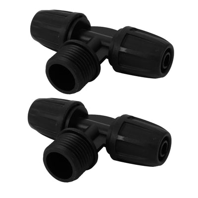 Harfington Uxcell 1/2BSP Garden Hose Nozzle Splitter 8/11 mm 3 Way Barb Hose Connector Black 2pcs