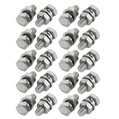 Harfington Uxcell M6x20mm 316 Stainless Steel Hex Bolt w Washer Nuts Assortment Kit 20pcs