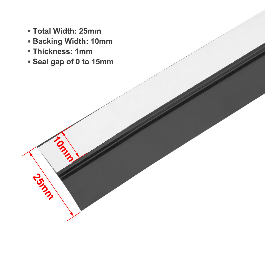 uxcell Uxcell Tür Boden Dichtung 1"(25mm) Breite 4M Länge Dichtungsstreifen Rahmenlos schwarz