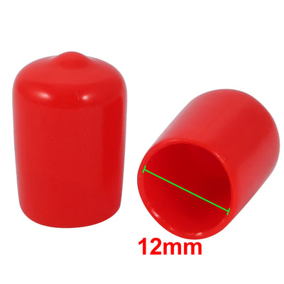 Harfington Uxcell 100pcs 12mm Inner Dia PVC Flexible Vinyl Cap Screw Thread Protector Cover Red