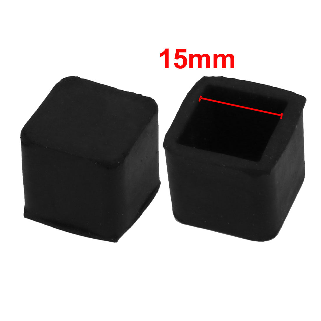 uxcell Uxcell 10Pcs Furniture Table Chair Square Rubber Leg Tip Cap 15mm x 15mm