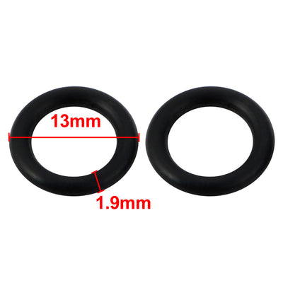 Harfington Uxcell 8pcs Black 13mm Outer Dia 1.9mm Thickness Sealing Ring O-shape Rubber Grommet